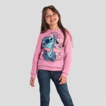 Blusão Infantil Moletom Menina do Stitch Rosa - Brandili