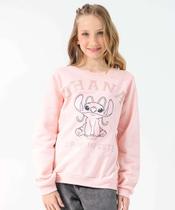 Blusão Infantil Moletom Stitch Disney Tam 10 a 16 Rosa-31020