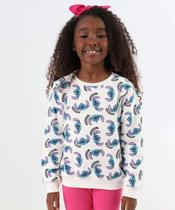 Blusão Infantil Moletom Stitch Tam 4 a 10 Off White-37085