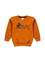 Blusão Inverno Menina Canela em Moletom Love Oncinha com Laço