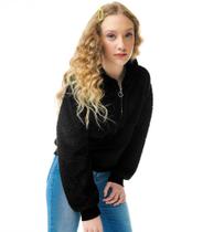 Blusão Juvenil Feminino de Pelúcia Rovitex Teen Preto