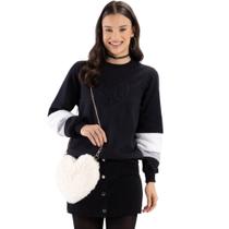 Blusão Juvenil Feminino em Moletom Felpado Preto - Lunender Blusão Juvenil Feminino em Moletom Felpado Preto - Lunender