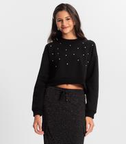 Blusão Juvenil Feminino Em Moletom Minty Preto