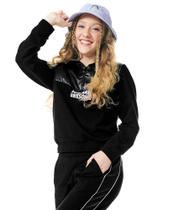 Blusão Juvenil Feminino Mix de Tecido Rovitex Teen Preto
