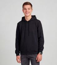 Blusão Juvenil Piquet Com Capuz E Bordado Minty Preto Blusão Juvenil Piquet Com Capuz E Bordado Minty Preto