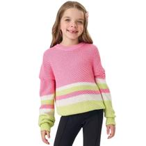 Blusão Kukiê Em Tricot Listrado Colorido Inverno Blusão Kukiê Em Tricot Listrado Colorido Inverno