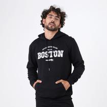 Blusão Manga Longa Capuz Boston Preto - Id Jovem