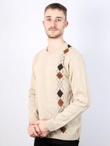 Blusão masculino gola redonda com jacquard Blusão masculino gola redonda com jacquard