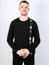 Blusão masculino gola redonda com jacquard Blusão masculino gola redonda com jacquard