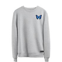 Blusão Moletom Borboleta Masculino e Feminino Personalizado sem Capuz gola Redonda