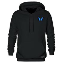Blusão Moletom Canguru Borboleta Masculino e Feminino Personalizado com Capuz e Bolso