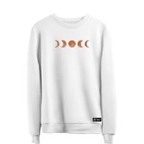 Blusão Moletom Fases da Lua Masculino e Feminino Personalizado sem Capuz gola Redonda