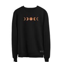 Blusão Moletom Fases da Lua Masculino e Feminino Personalizado sem Capuz gola Redonda