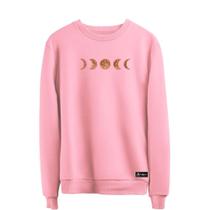 Blusão Moletom Fases da Lua Masculino e Feminino Personalizado sem Capuz gola Redonda