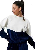 Blusão Moletom Felpado Infantil Branco Azul D'Way