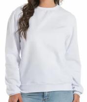 Blusão Moletom Feminino - Branco - 50% Poliéster e 50% Algodão - Flanelado - Manga Longa Blusão Moletom Feminino - Branco - 50% Poliéster e 50% Algodão - Flanelado - Manga Longa