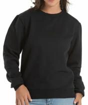 Blusão Moletom Feminino - Preto - Confeccionado em 50% Algodão e 50% Poliéster Blusão Moletom Feminino - Preto - Confeccionado em 50% Algodão e 50% Poliéster