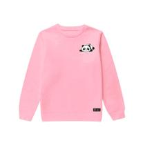 Blusão Moletom Infantil Panda Personalizado sem Capuz gola Redonda