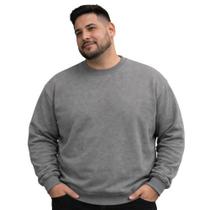 Blusão Moletom Masculino Plus Size Gola Redonda Basicamente Blusão Moletom Masculino Plus Size Gola Redonda Basicamente