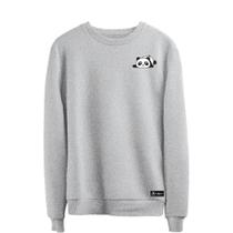 Blusão Moletom Panda Masculino e Feminino Personalizado sem Capuz gola Redonda