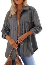 Blusão Shacket Dokotoo Cable Knit Cinza Texturizado para Mulheres