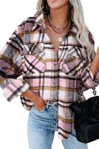 Blusão Shacket Magritta Winter Plaid para mulheres rosa grande
