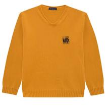 Blusão Suéter Infantil Menino Tricô Amarelo Mostarda Luc.boo