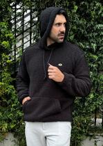 Blusão Teddy Canguru Preto Masculino Blusão Teddy Canguru Preto Masculino