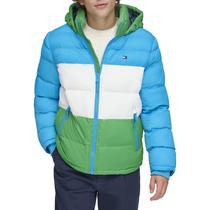 Blusão Tommy Hilfiger Masculina com Capuz Puffer Verde/Azul Tamanho L