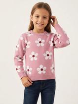 Blusão Tricot Floral Kid+ Juvenil Para Menina - ROSA - KID +