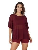 Blusao Tule Feminina Fitness Academia Manga Curta Vinho Tamanho:ÚnicoGênero:MulherCor:Vinho Blusao Tule Feminina Fitness Academia Manga Curta Vinho Tamanho:ÚnicoGênero:MulherCor:Vinho