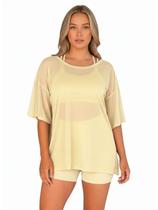 Blusao Tule Feminina Manga Curta Fitness Academia Amarelo Tamanho:ÚnicoCor:Amarelo Blusao Tule Feminina Manga Curta Fitness Academia Amarelo Tamanho:ÚnicoCor:Amarelo