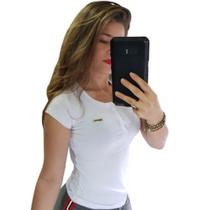 Blusas BABY LOOK De Manguinha Decote Botão Promoção Moda P M G