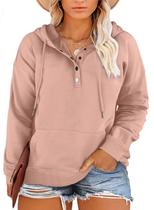 Blusas com capuz Eytino femininas plus size, gola de botão 2x rosa
