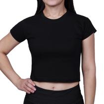 Blusas Cropped Feminino de Algodão Básica de Alta Qualidade - Nas Cores Preto e Branco