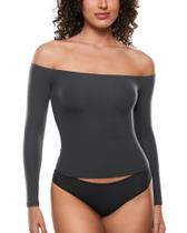 Blusas de manga comprida INLYRIC Inbarely Soft Off Shoulder para mulheres