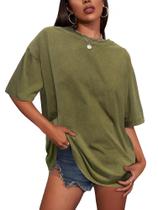 Blusas de túnica para mulheres SHINGOKENSOU Army Green Cotton 5GG