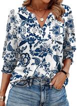 Blusas de verão WIHOLL Beach Vacation para mulheres, manga 3/4 de 2025