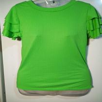 Blusas Feminina Canelada Mangas Franzidas