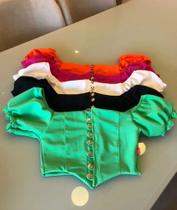 Blusas feminina Croped cor verde TAM M