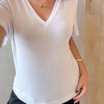 Blusas Feminina Manga Curta Gola V T-Shirt