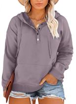 Blusas femininas com capuz Eytino, gola de botão plus size, roxa 2X Blusas femininas com capuz Eytino, gola de botão plus size, roxa 2X