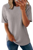 Blusas femininas de verão Dokotoo, camisas de manga curta para mulheres de 2025, roupas modernas e femininas, blusas femininas, fofas para trabalhar, elegante, casual, túnica folgada, blusas, cinza, S