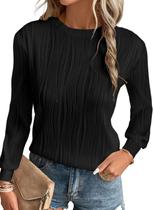Blusas femininas EVALESS, modernas, elegantes, casuais, de manga comprida, gola redonda