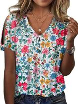 Blusas femininas HOTYD, elegantes, casuais, plus size, boho, para mulheres, casuais, primavera, estampa étnica, camisetas femininas com decote em V, ombro frio, manga curta, casuais, elegantes, blusas de primavera Boho-16, 2GG Blusas femininas HOTYD, elegantes, casuais, plus size, boho, para mulheres, casuais, primavera, estampa étnica, camisetas femininas com decote em V, ombro frio, manga curta, casuais, elegantes, blusas de primavera Boho-16, 2GG