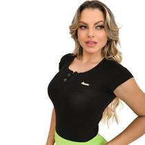 blusas femininas manga curta botão viscolycra estilosa verão