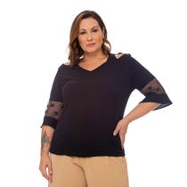 Blusas Femininas Plus Size Festa Elegante Renda Detalhes Ombros Blusas Femininas Plus Size Festa Elegante Renda Detalhes Ombros