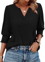 Blusas femininas WIHOLL, blusas de verão 2025, manga curta, pretas