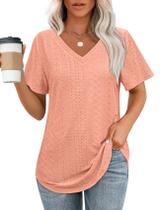 Blusas OFEEFAN com decote em V, manga curta, soltas, férias na praia, mulheres