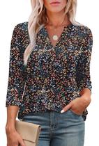 Blusas OFEEFAN de manga 3/4 para mulheres no verão de 2025 J L